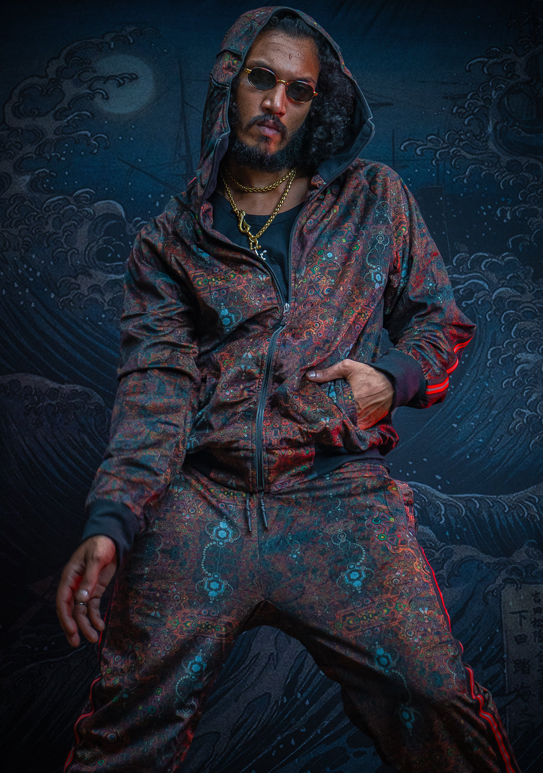 Tracksuit Hoodie Men / Velvet Fawn Redline - SERPENT N LADDERS