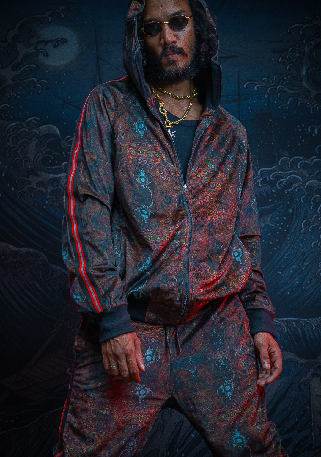 Tracksuit Hoodie Men / Velvet Fawn Redline - SERPENT N LADDERS