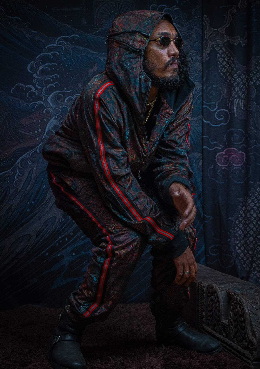 Tracksuit Hoodie Men / Velvet Fawn Redline - SERPENT N LADDERS