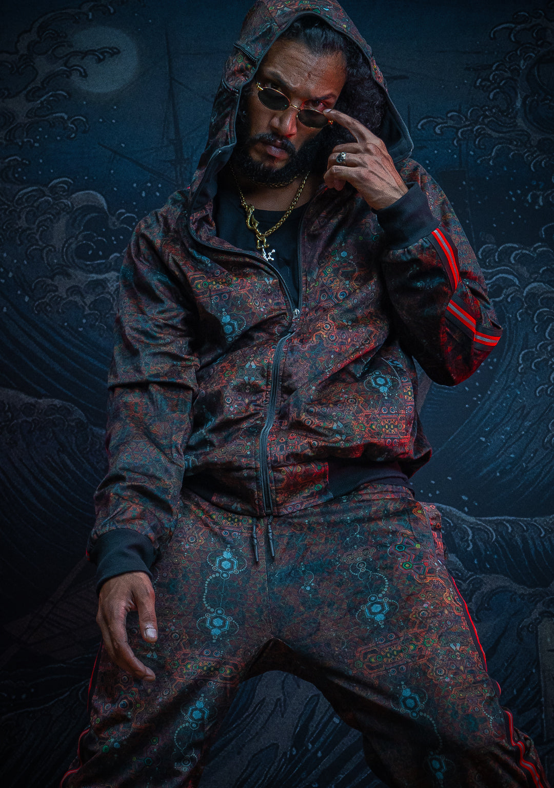 Tracksuit Hoodie Men / Velvet Fawn Redline - SERPENT N LADDERS
