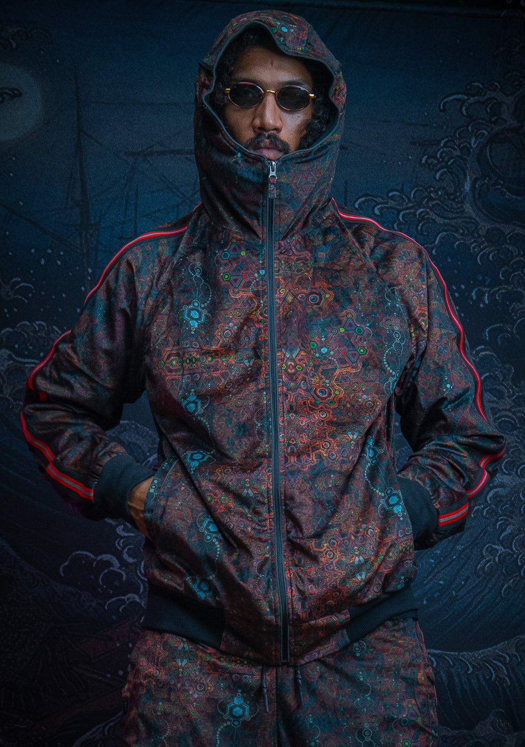 Tracksuit Hoodie Men / Velvet Fawn Redline - SERPENT N LADDERS