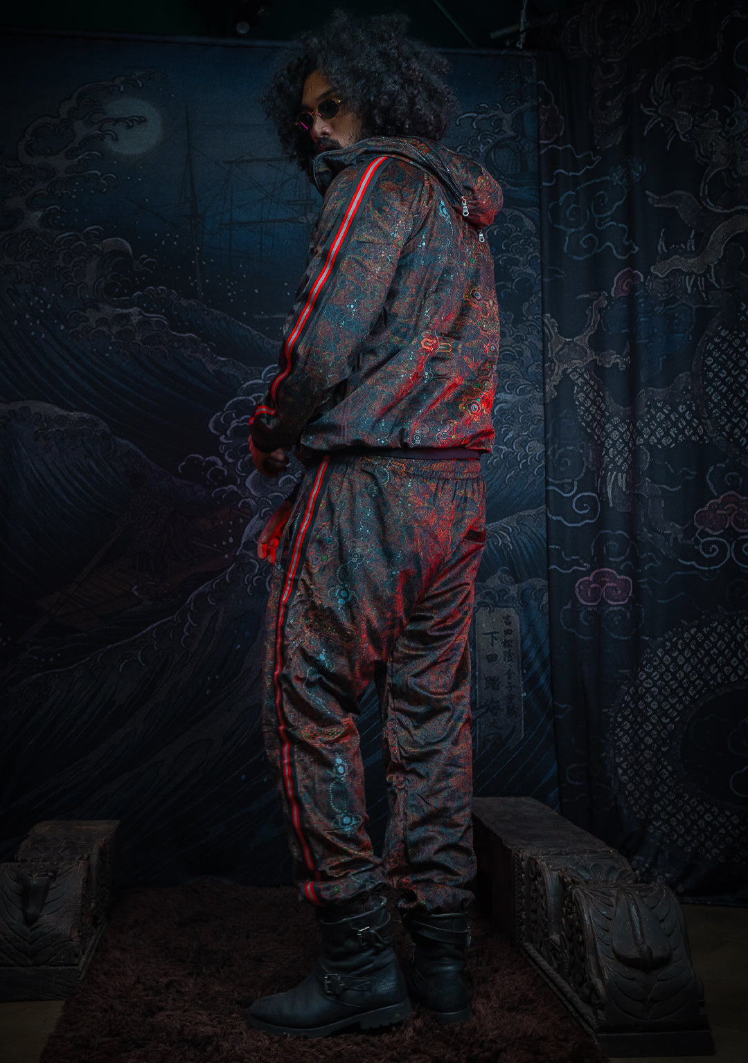 Tracksuit Hoodie Men / Velvet Fawn Redline - SERPENT N LADDERS