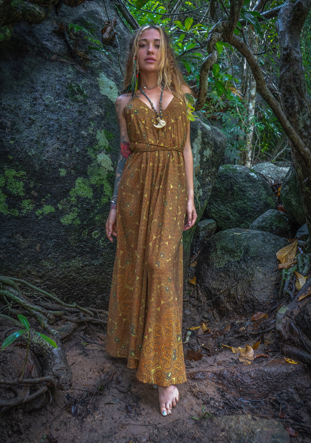 Triangle Long Dress/ Bamboo - Mustard SHIBIZAX