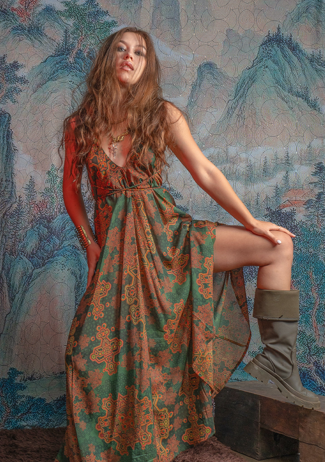 Triangle Long Dress / Bamboo - Mustard ATLANTHEON