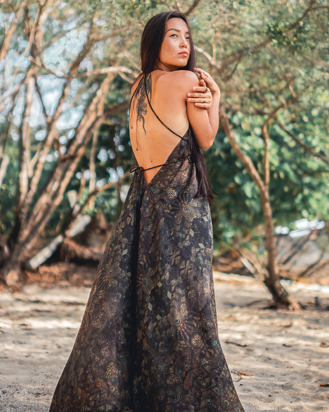 Triangle Long Dress / Bamboo - Mustard PSYCHEDELIKA GALACTIKA