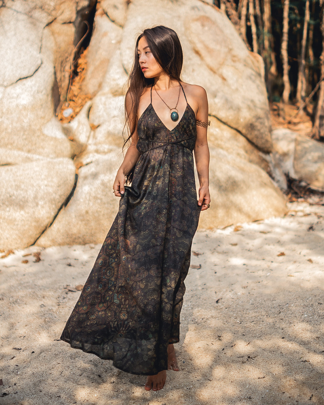 Triangle Long Dress / Bamboo - Mustard PSYCHEDELIKA GALACTIKA