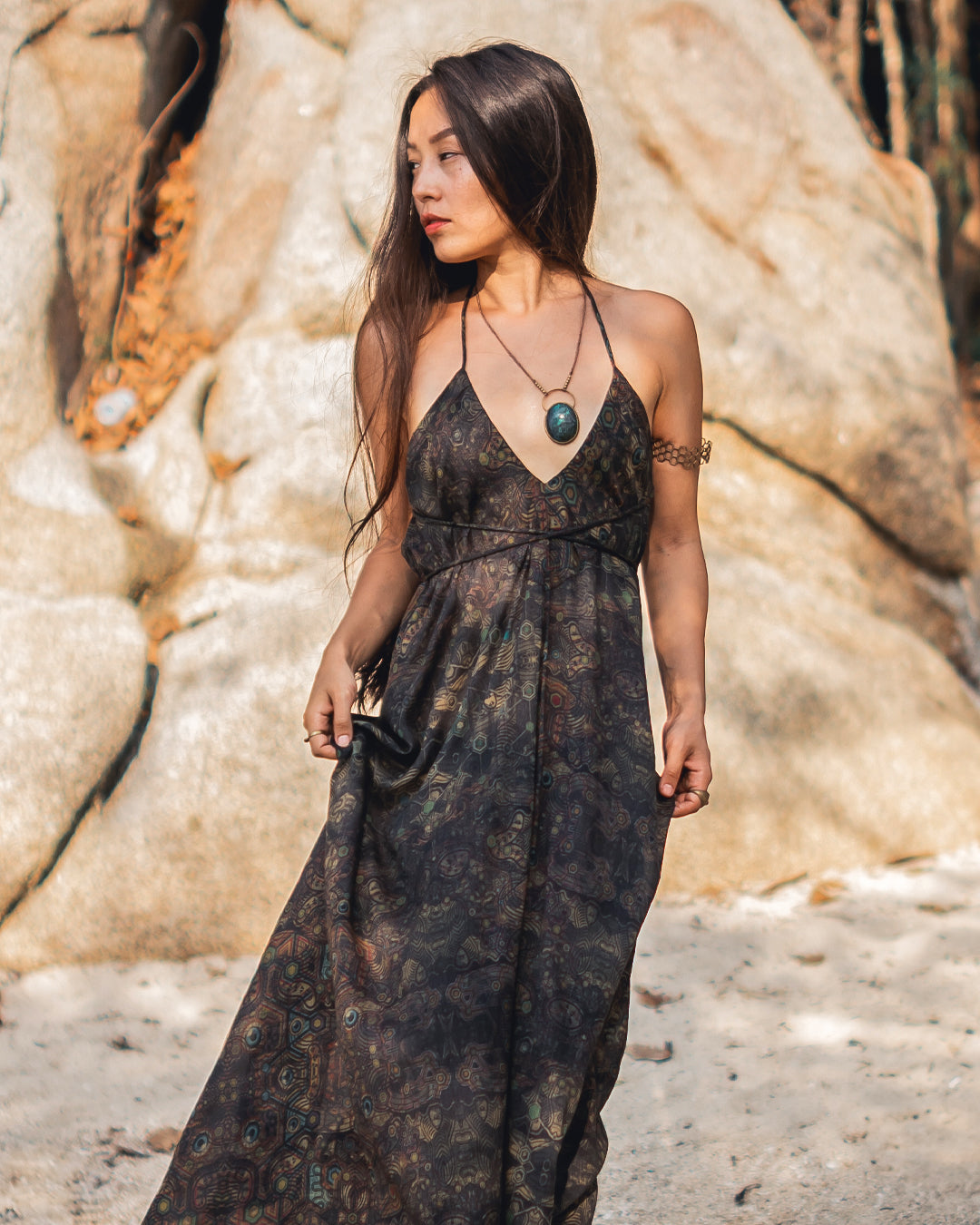 Triangle Long Dress / Bamboo - Mustard PSYCHEDELIKA GALACTIKA