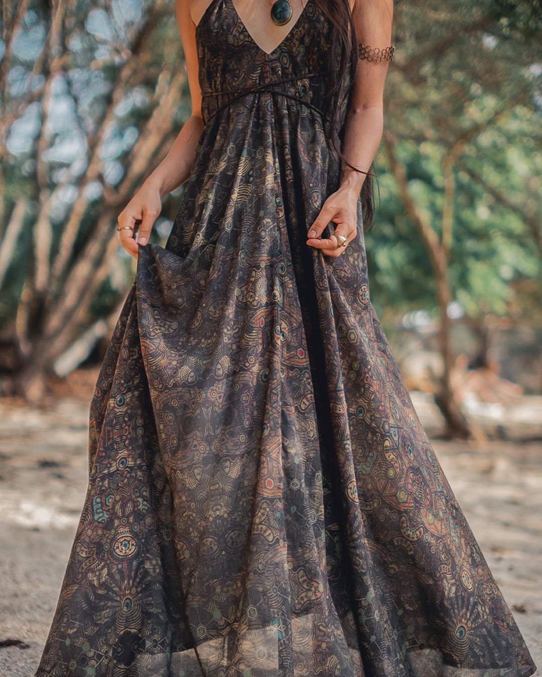 Triangle Long Dress / Bamboo - Mustard PSYCHEDELIKA GALACTIKA