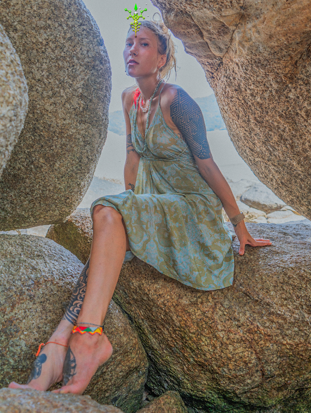 Midi Dress Triangle / Bamboo - HIKDRA