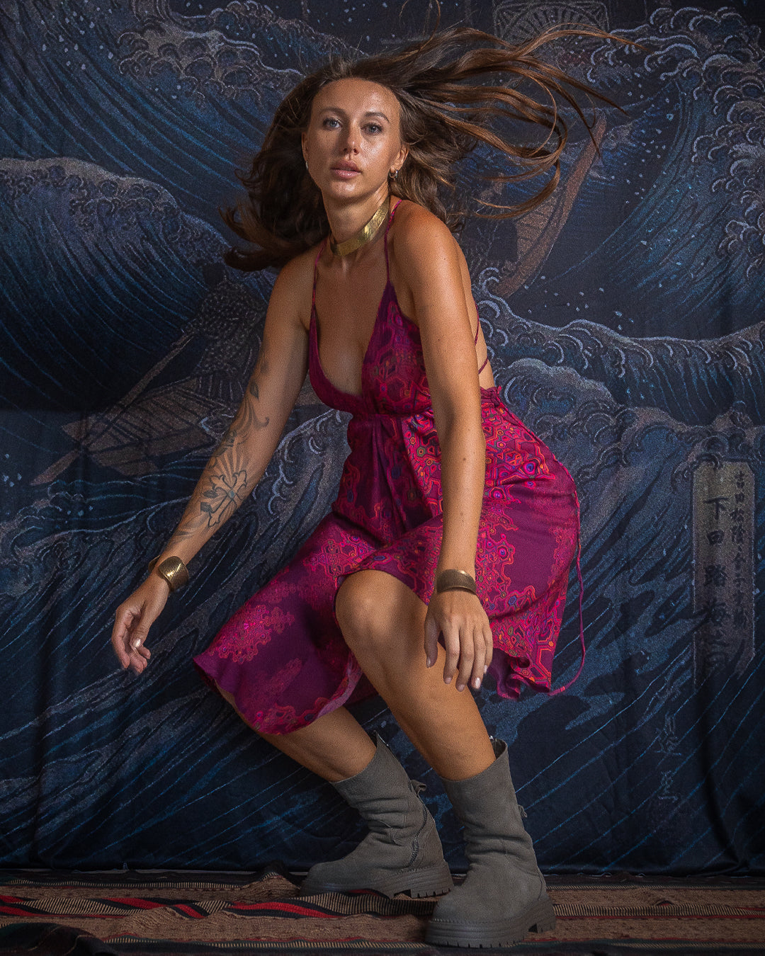 Midi Dress Triangle / Bamboo - PINK DEMETRIO