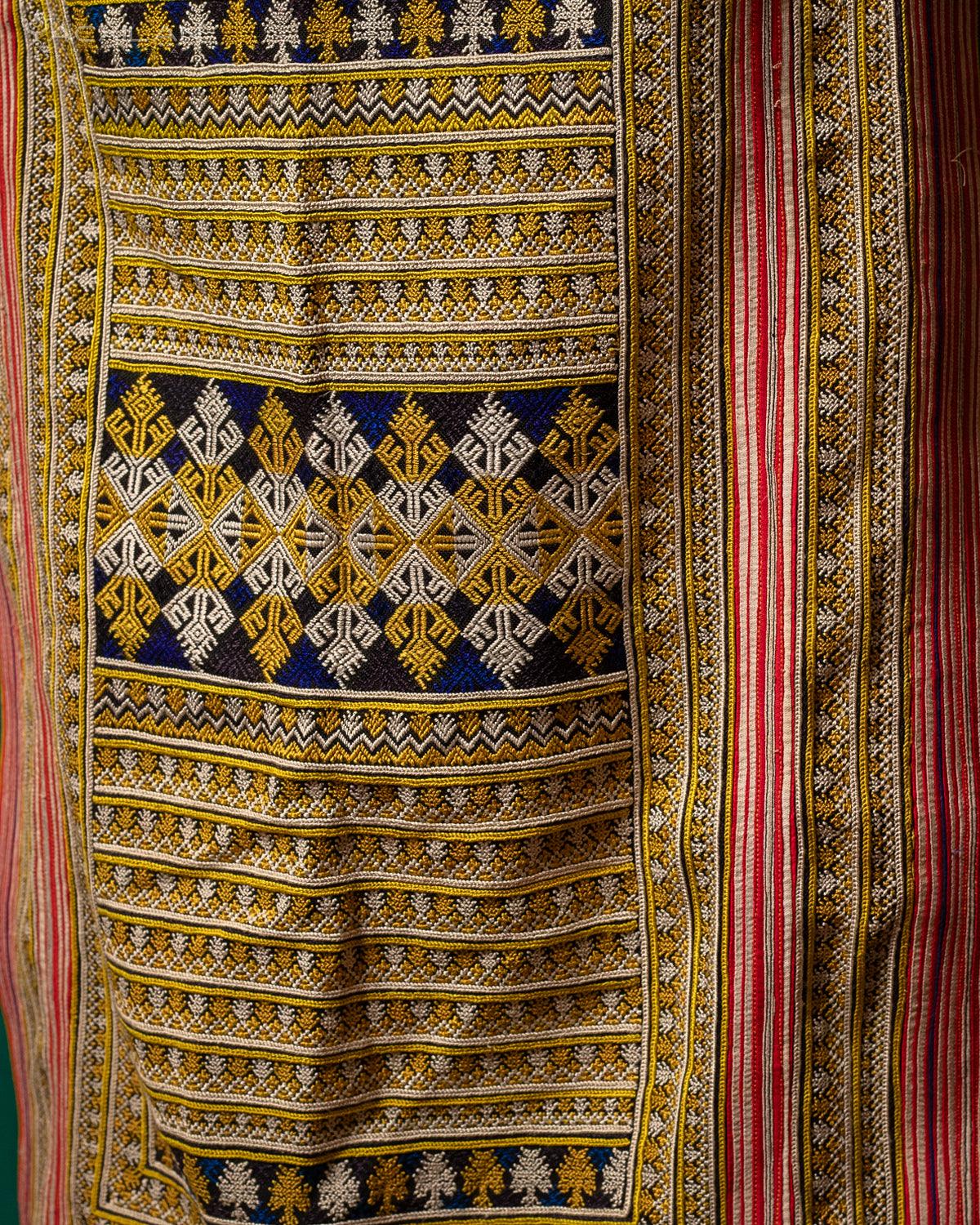 Kimono Long / Black Tribal Embroidery Unique Piece -CHANG MAI - Yacxilan Artwear