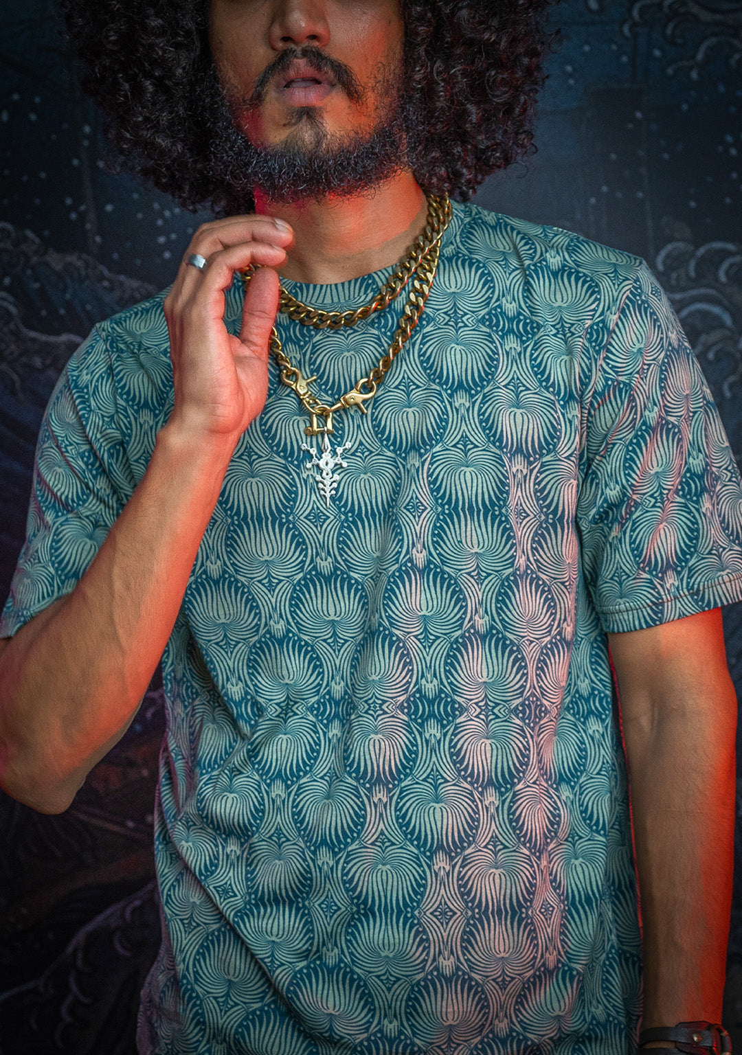 T-Shirt Men / Cotton Supima AOP  - LEAVES