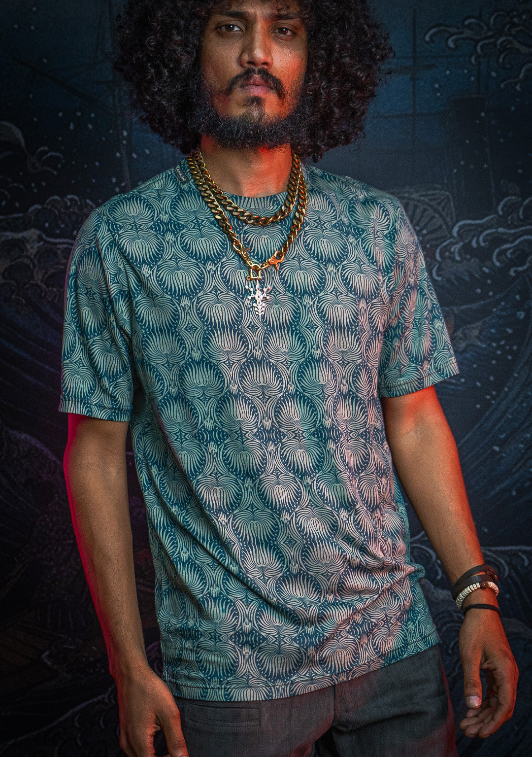 T-Shirt Men / Cotton Supima AOP  - LEAVES