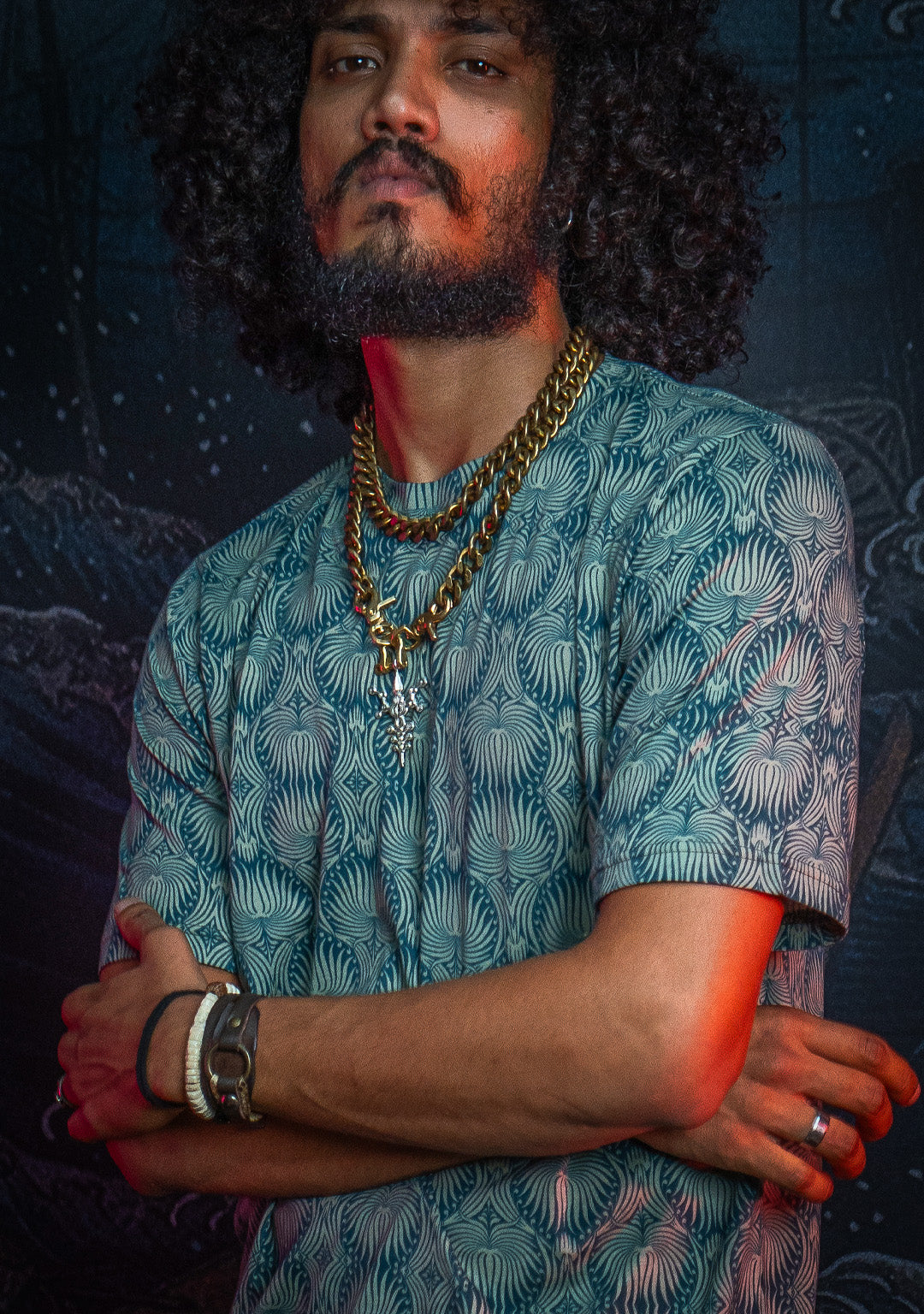 T-Shirt Men / Cotton Supima AOP  - LEAVES