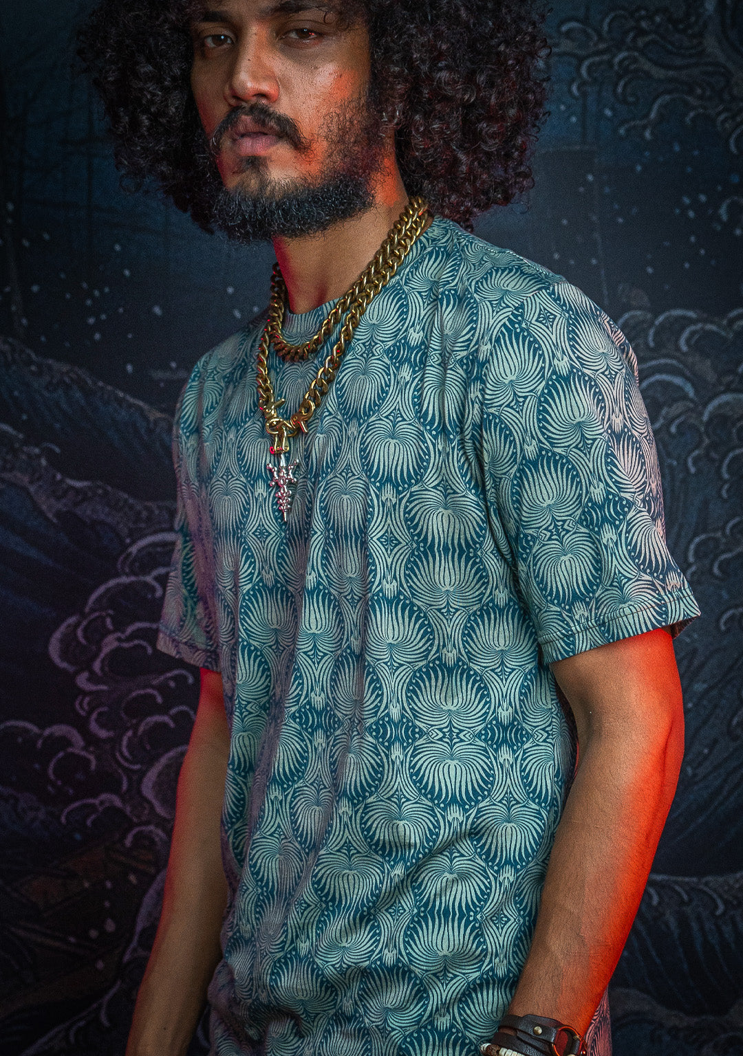 T-Shirt Men / Cotton Supima AOP  - LEAVES