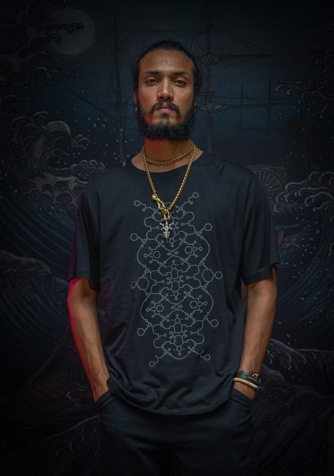 T-Shirt Men / Cotton Supima 120 gsm Rubber Screenprint - Black IKARO