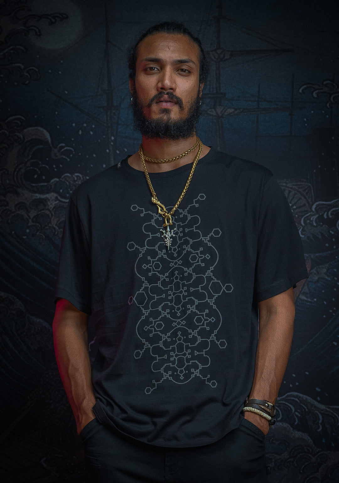 T-Shirt Men / Cotton Supima 120 gsm Rubber Screenprint - Black IKARO