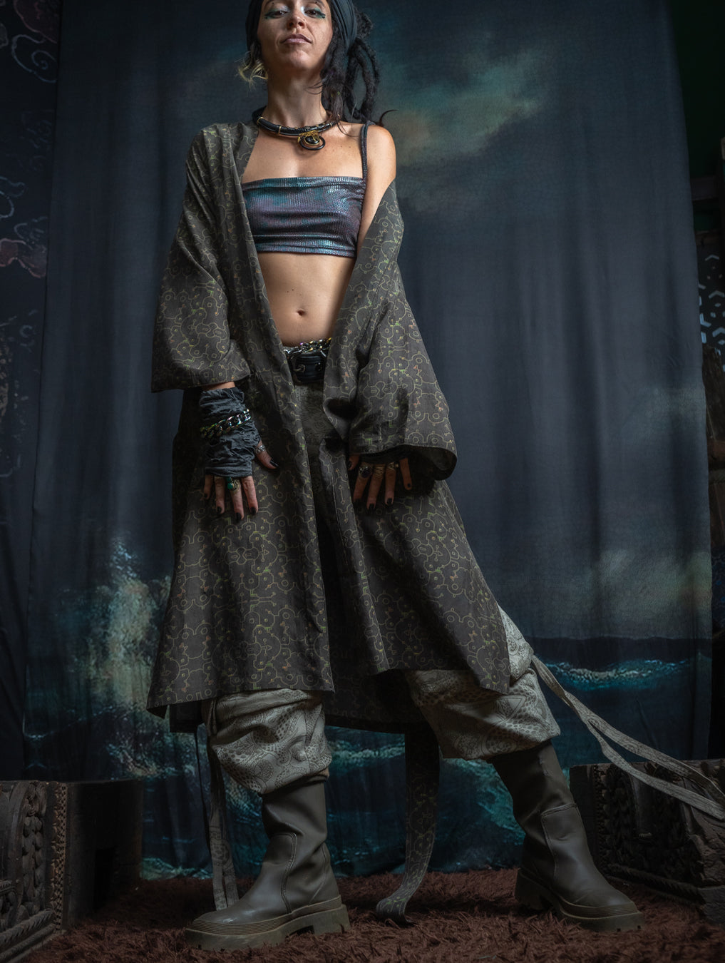 Classic Kimono Long / Viscose Blend - REBIRTH OF IKARO Forest