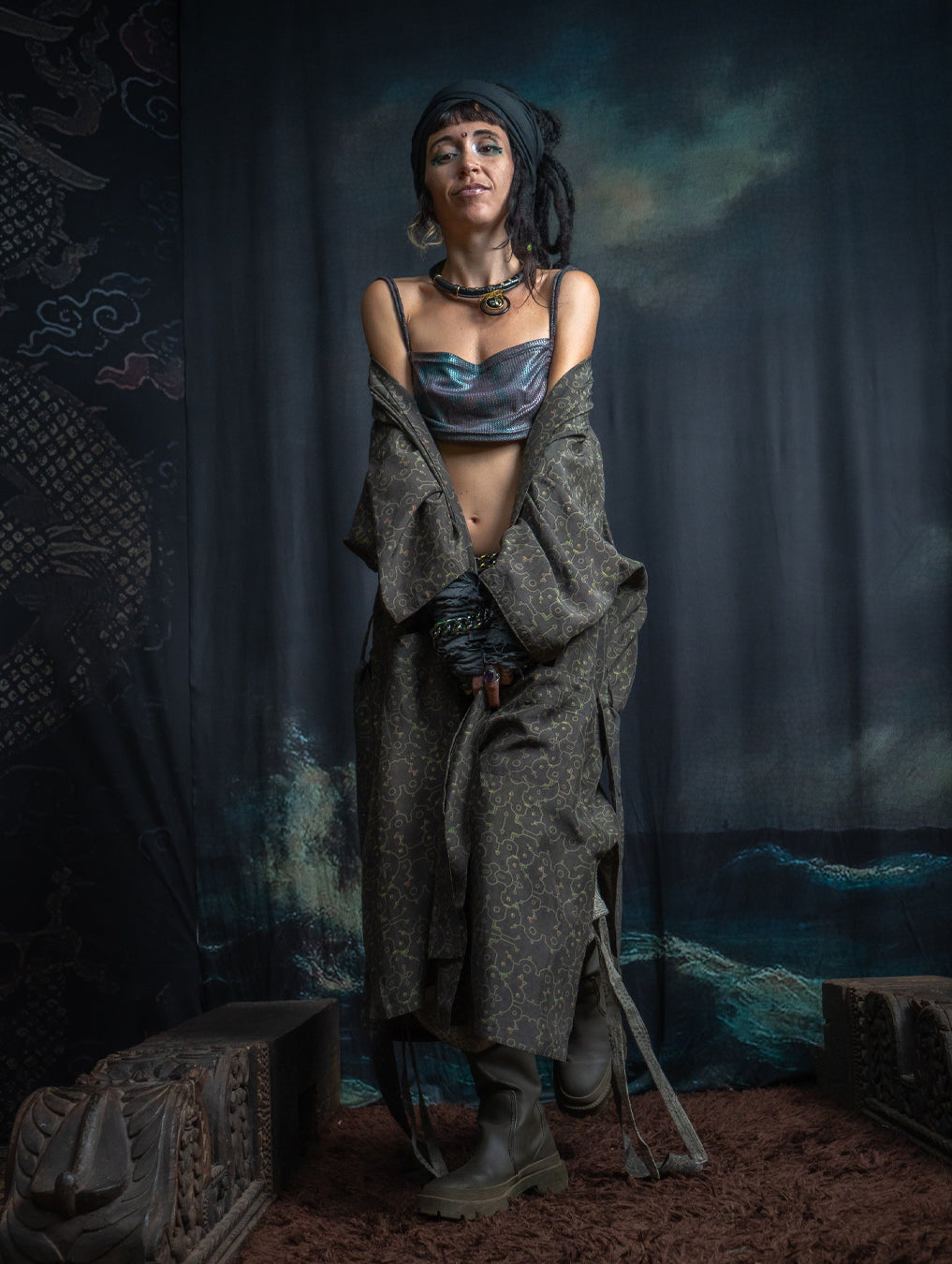 Classic Kimono Long / Viscose Blend - REBIRTH OF IKARO Forest