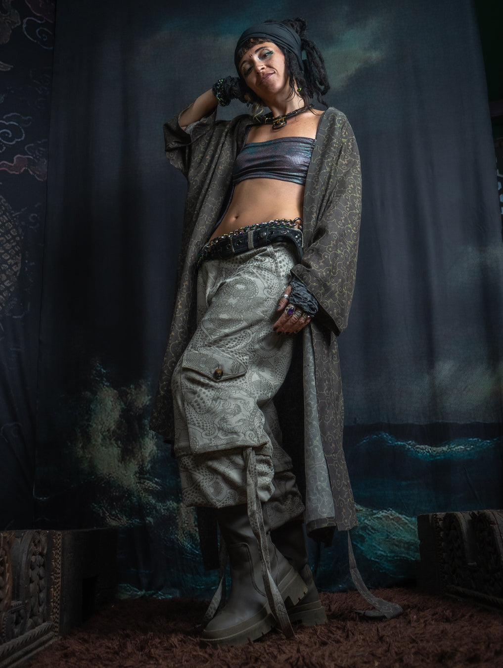 Classic Kimono Long / Viscose Blend - REBIRTH OF IKARO Forest