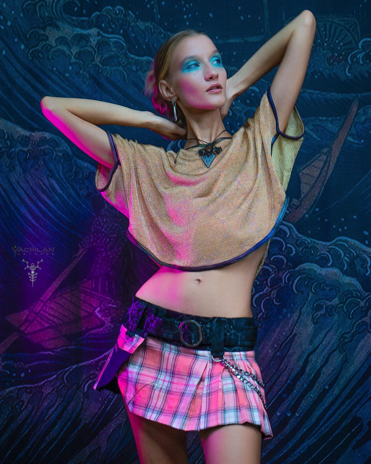 Mini Skirt Woman / Scottish Tartan - Pink PANTHER - Yacxilan Artwear