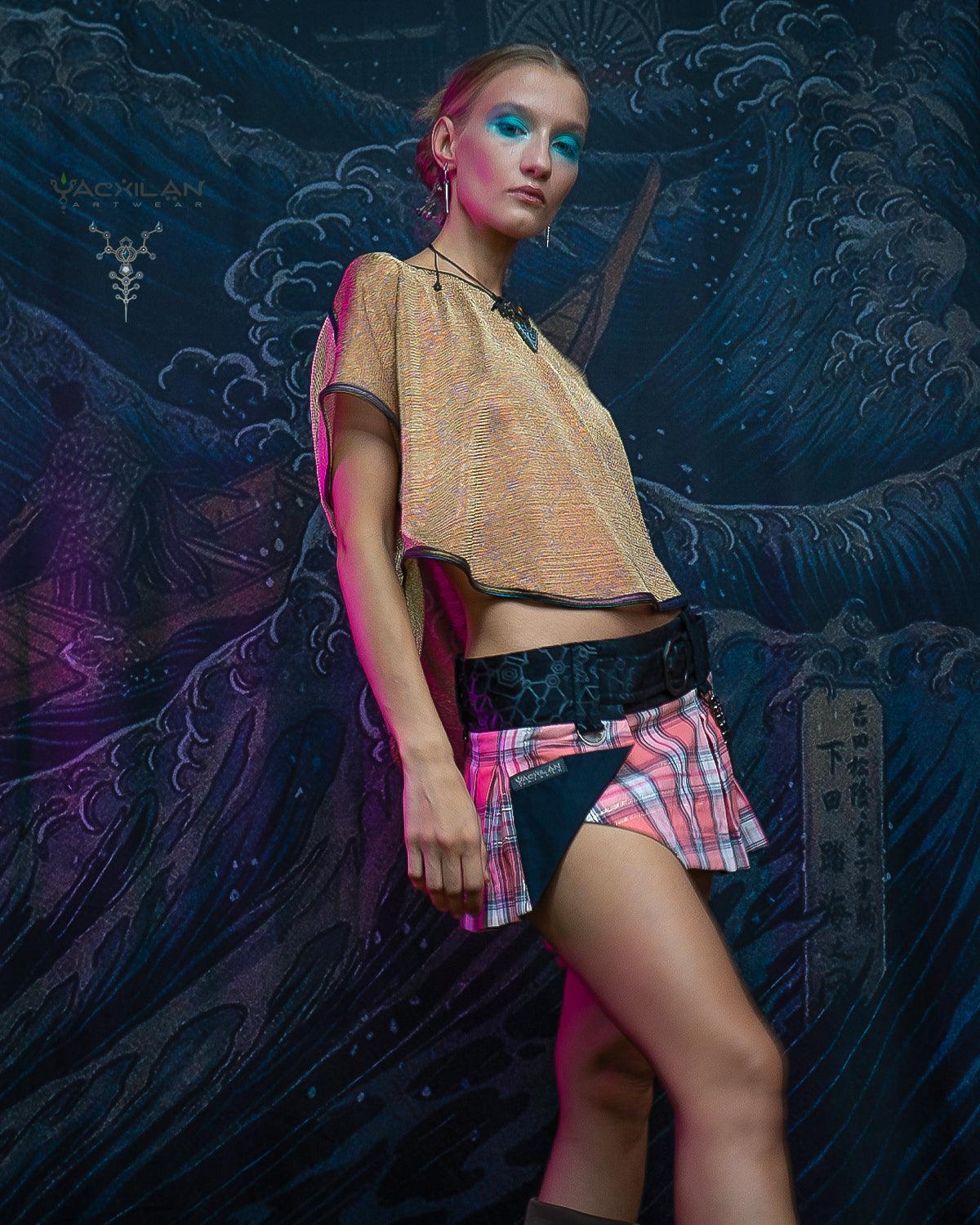 Mini Skirt Woman / Scottish Tartan - Pink PANTHER - Yacxilan Artwear