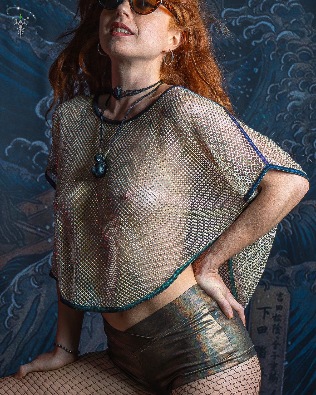 Woman Wideneck Top / Rhinestone  - Sand Diamond MITHRIL