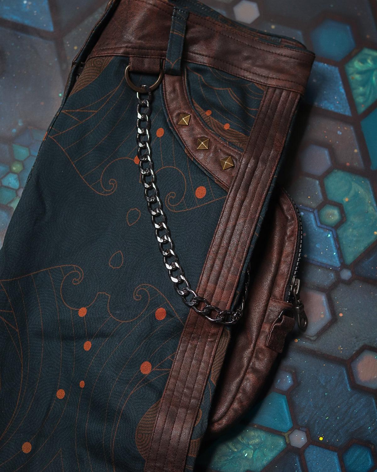 Fitted Pants Woman / Organic Cotton Licra Fake Leather - SHOGUNSEA - Yacxilan Artwear