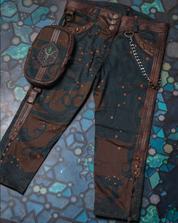 Fitted Pants Woman / Organic Cotton Licra Fake Leather - SHOGUNSEA - Yacxilan Artwear