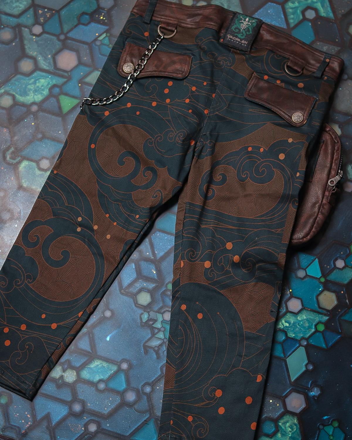 Fitted Pants Woman / Organic Cotton Licra Fake Leather - SHOGUNSEA - Yacxilan Artwear