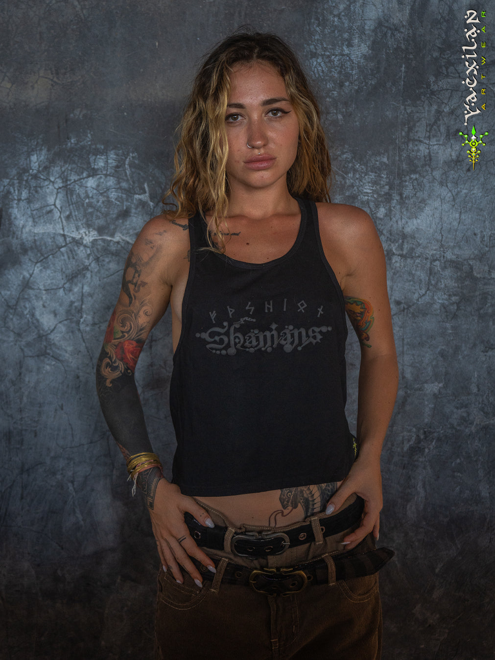 Tank Top Woman / Black Cotton Shinker - BLAK SHAMANS