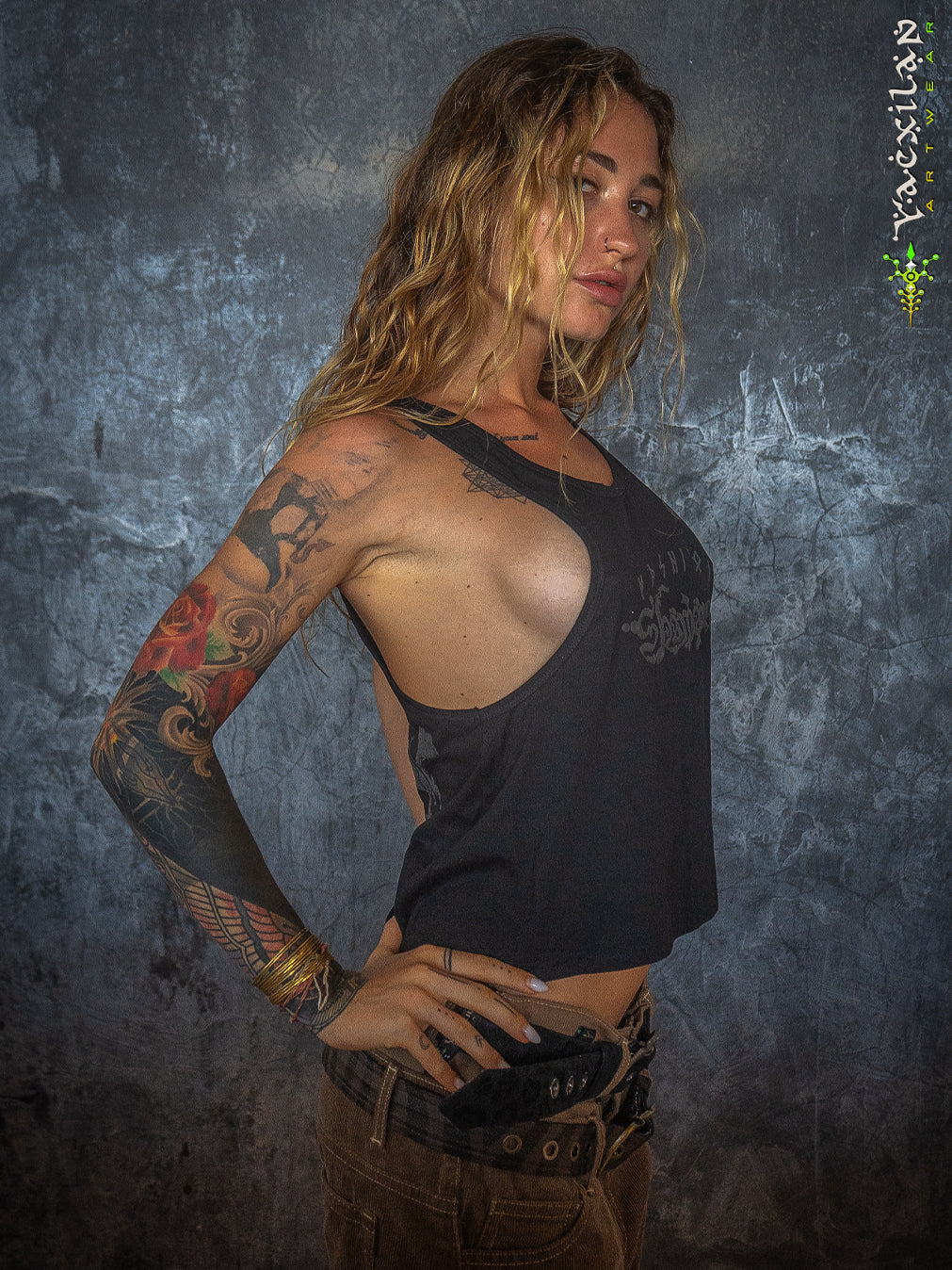 Tank Top Woman / Black Cotton Shinker - BLAK SHAMANS