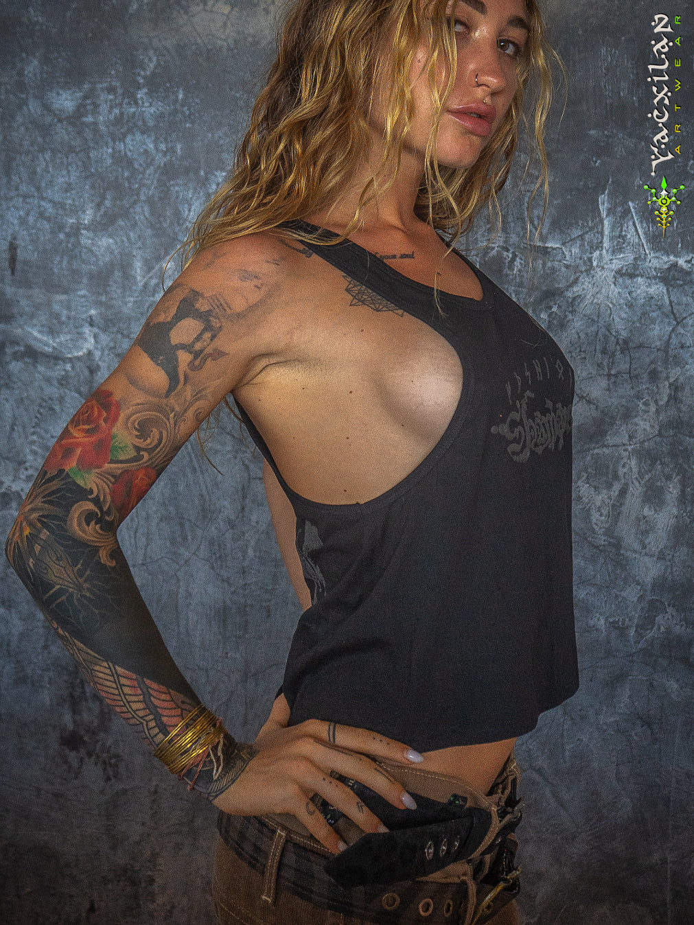 Tank Top Woman / Black Cotton Shinker - BLAK SHAMANS