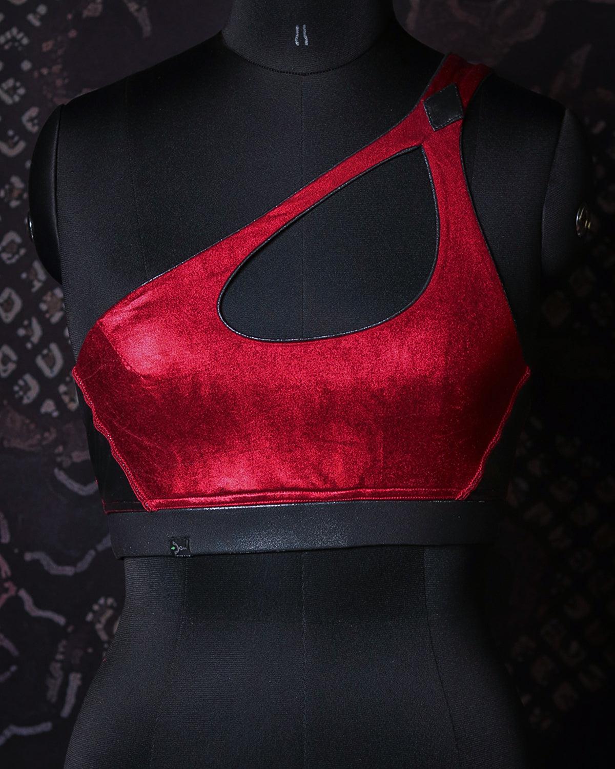 Crop Drop Yoga Set / Metal Licra - RED - Yacxilan Artwear