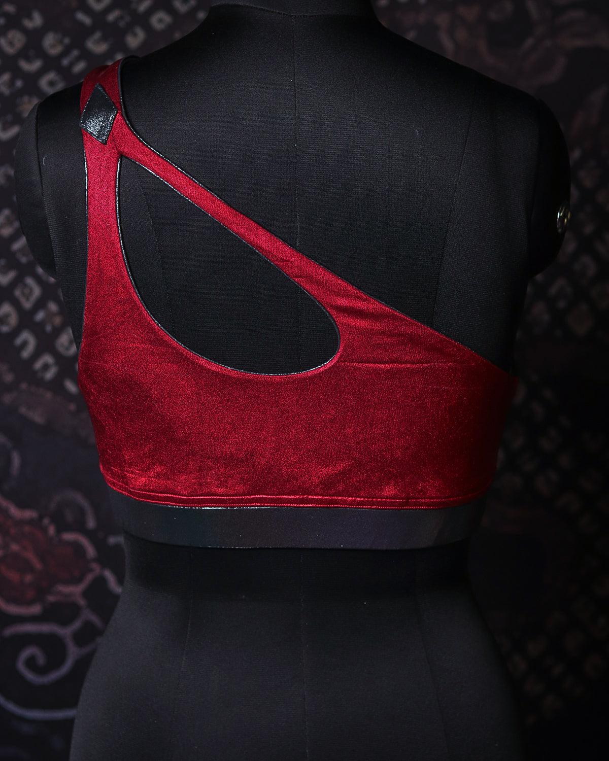 Crop Drop Yoga Set / Metal Licra - RED - Yacxilan Artwear