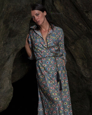 Dress Longsleeve Woman / Zaafaraï Cotton Silk - ALL EYES ON YOU