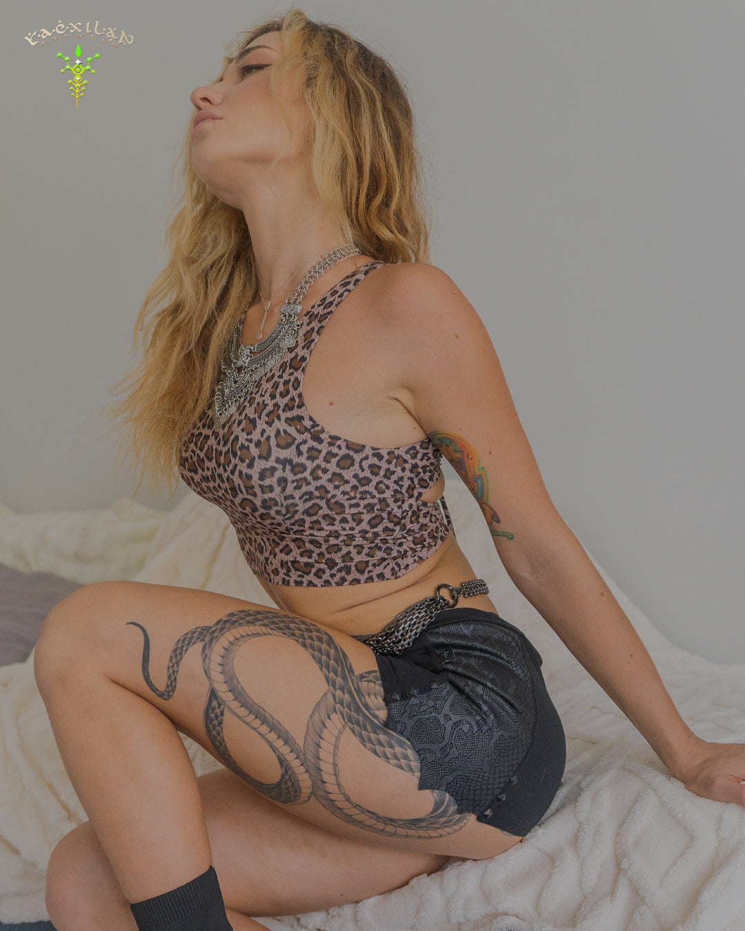 Crop Top ZigZag Drawstring / Licra - LEOPARD