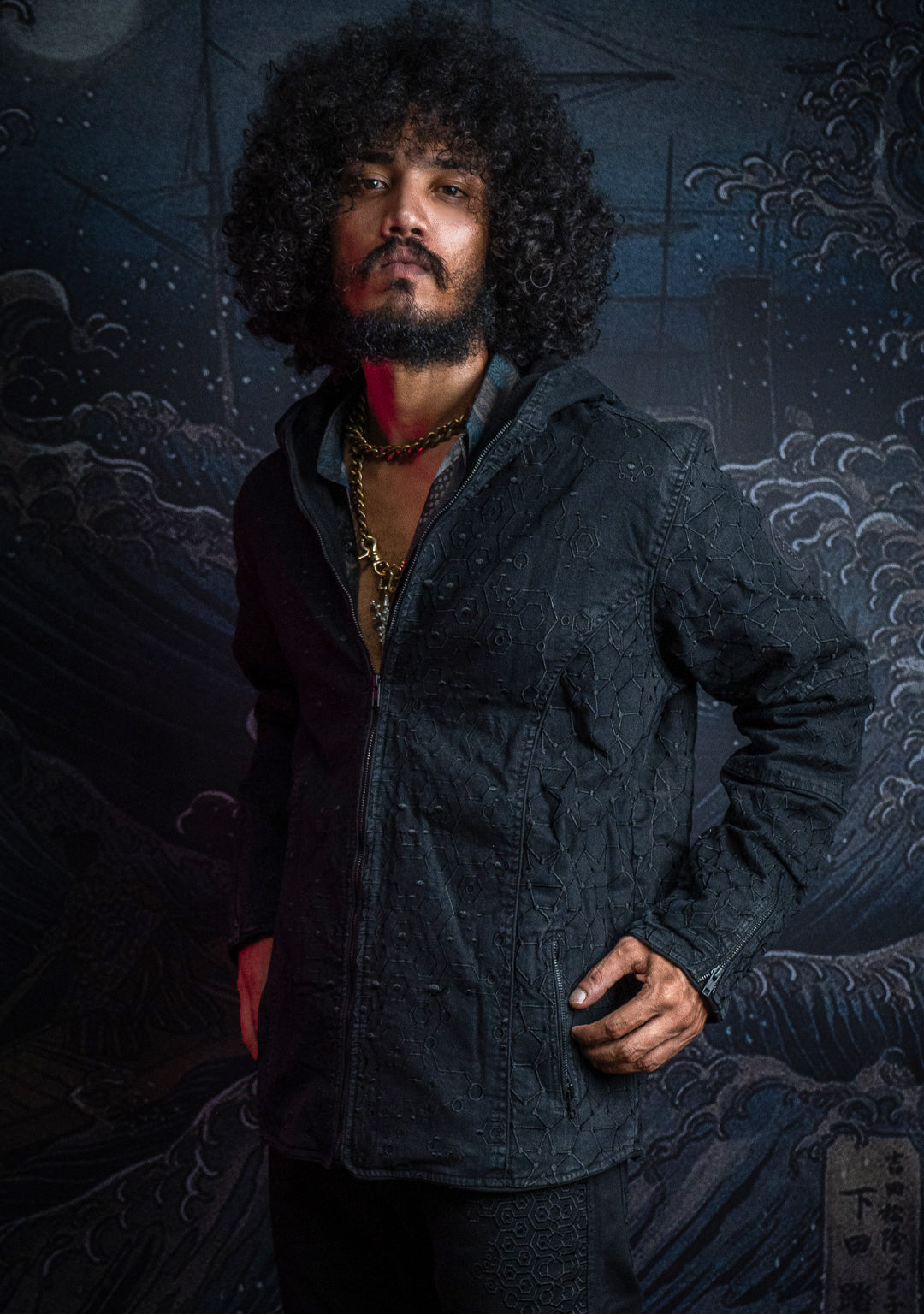 Jacket Men / Denim Stretchy Digital Embroidery Stonewashed - KAMBOZII PENTA