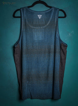 A-Tank Men / Bamboo Veg Print - Green Indigo SANDSOTIME - Yacxilan Artwear