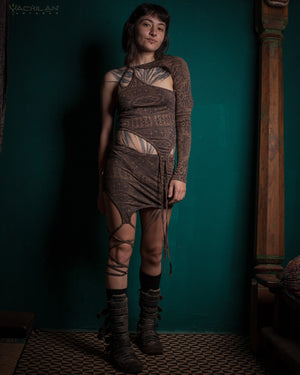 Atomita Woman Crop Top n Skirt  / Bamboo Jersey - Brown RETRO FUTURE