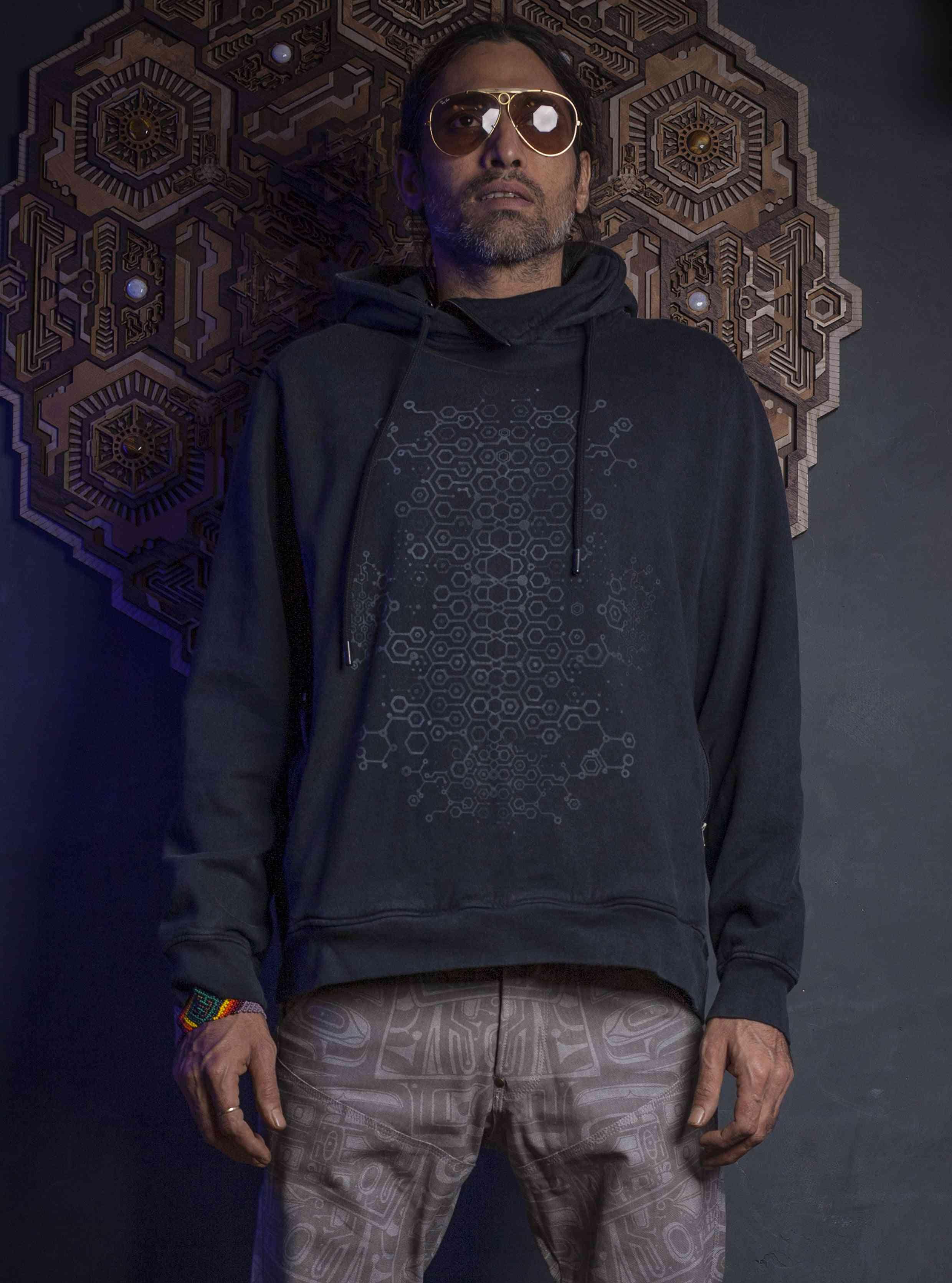 Hoodie Men / Cotton Fleece ScreenPrint Lavawash - KAMBOOZI - Yacxilan Artwear