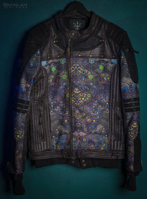 Biker Jacket Men / Fake Leather and Poli linen Waterproof - PSYGALAK