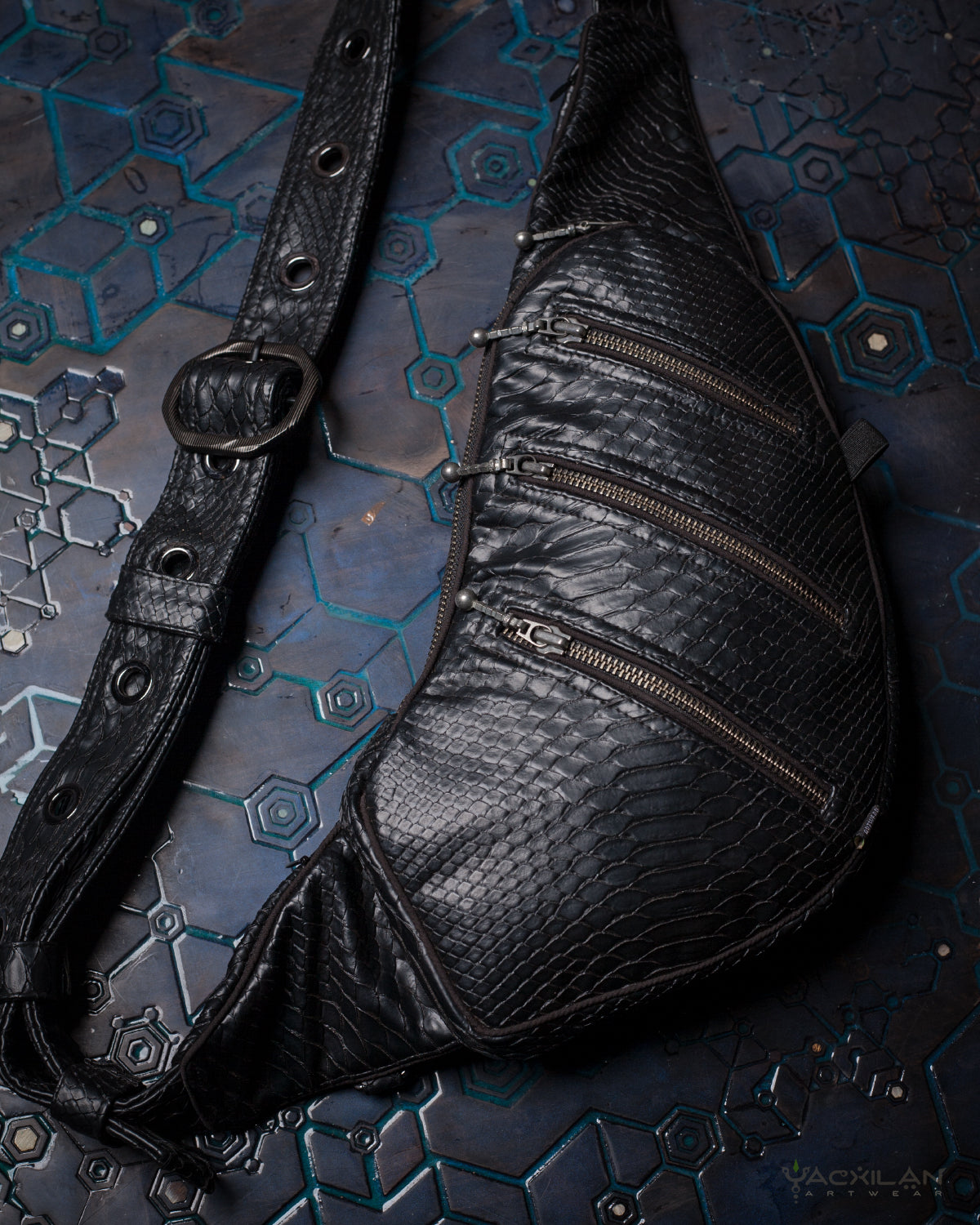 Botta Bag / Fake Leather - BLACK CROC - Yacxilan Artwear