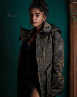 Coat Woman / Waterproof - Olive SANDOKAN - Yacxilan Artwear