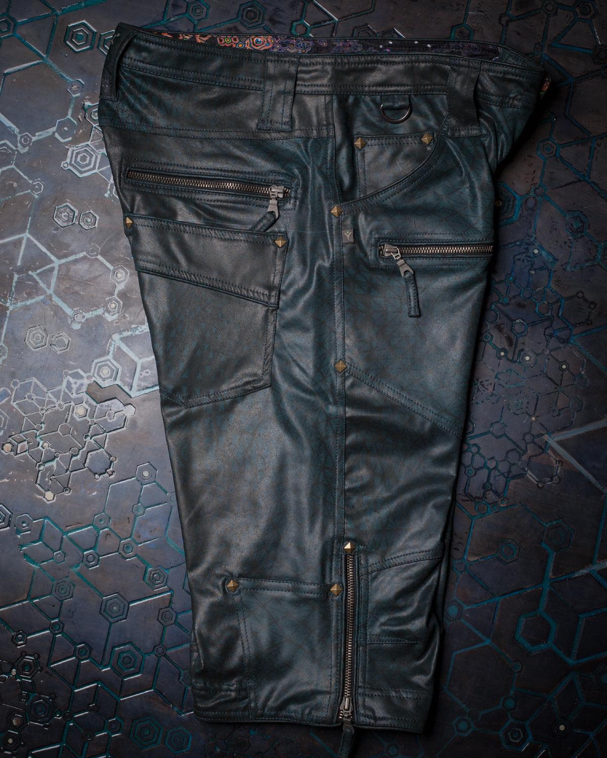 Corsaire Men / Fake Leather - Rider Bottlegreen DESINTEGRATION - Yacxilan Artwear