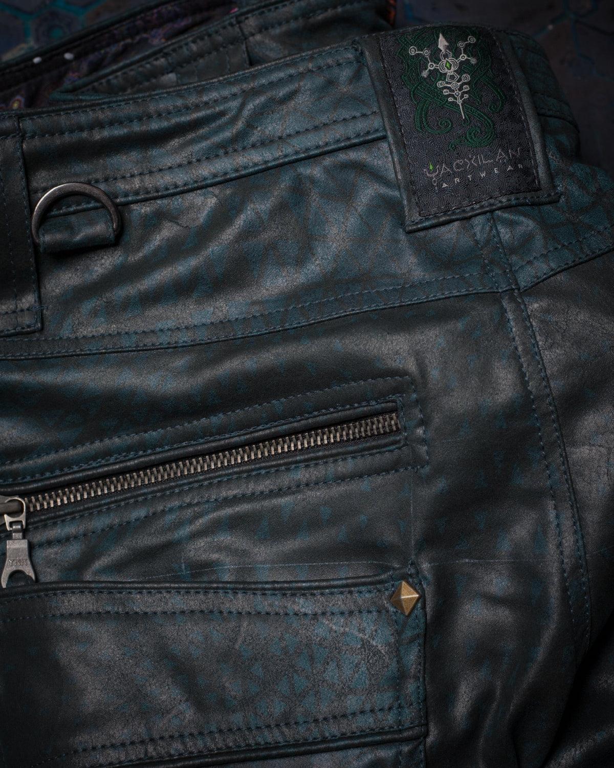 Corsaire Men / Fake Leather - Rider Bottlegreen DESINTEGRATION - Yacxilan Artwear