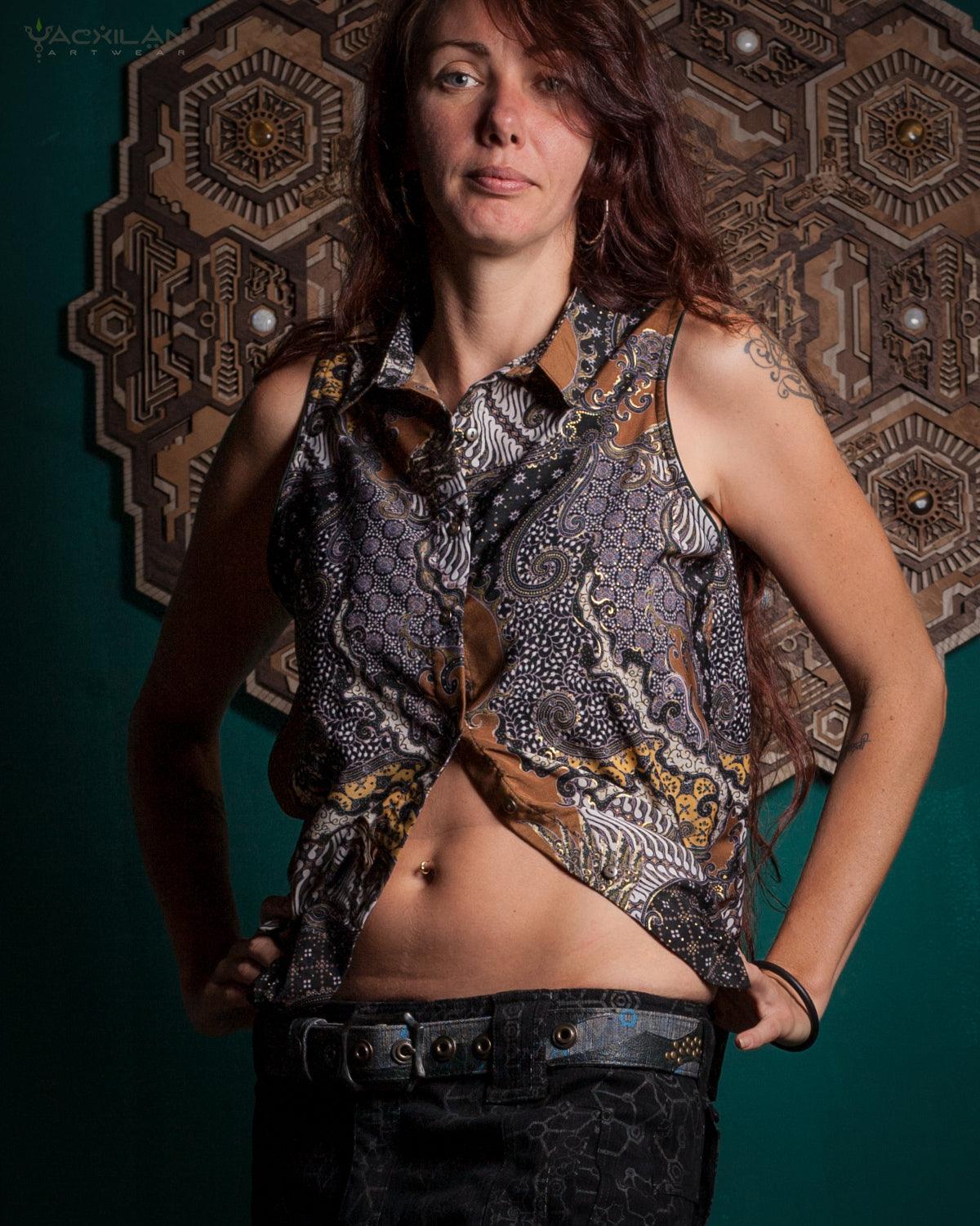 Shirt Woman Sleeveless / Cotton - BATIK Thailatte - Yacxilan Artwear