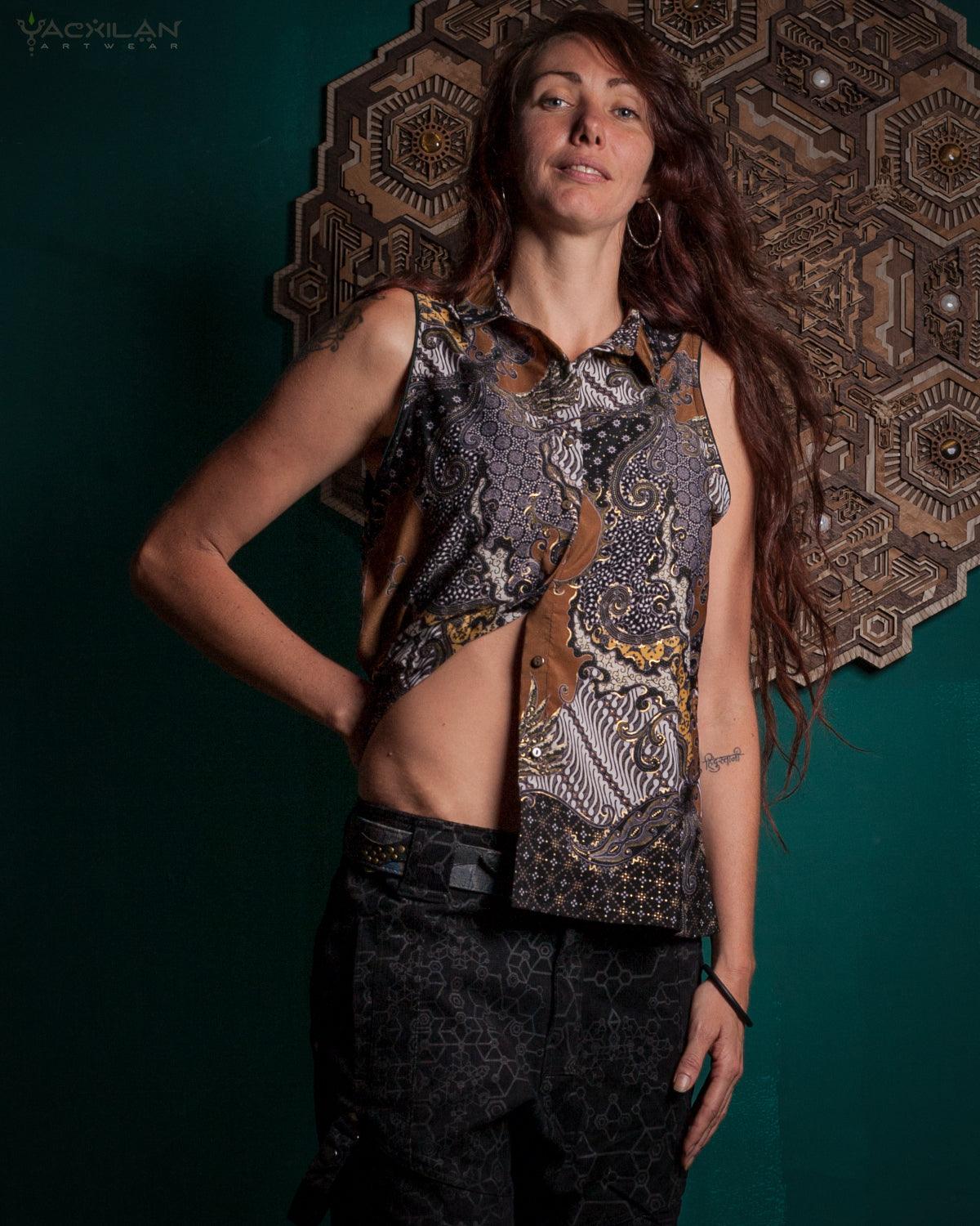 Shirt Woman Sleeveless / Cotton - BATIK Thailatte - Yacxilan Artwear