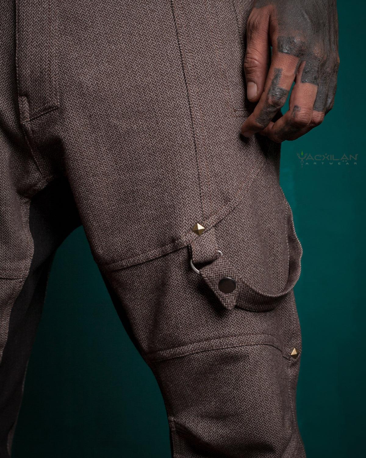 Corsaire Men / Pirate Straps - Stretchy Brown HERRINGBONE (Japan) - Yacxilan Artwear