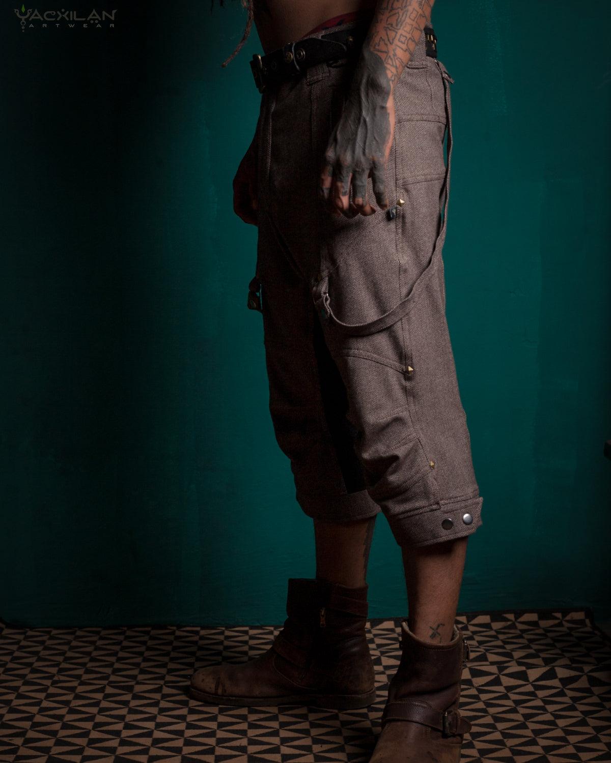 Corsaire Men / Pirate Straps - Stretchy Brown HERRINGBONE (Japan) - Yacxilan Artwear